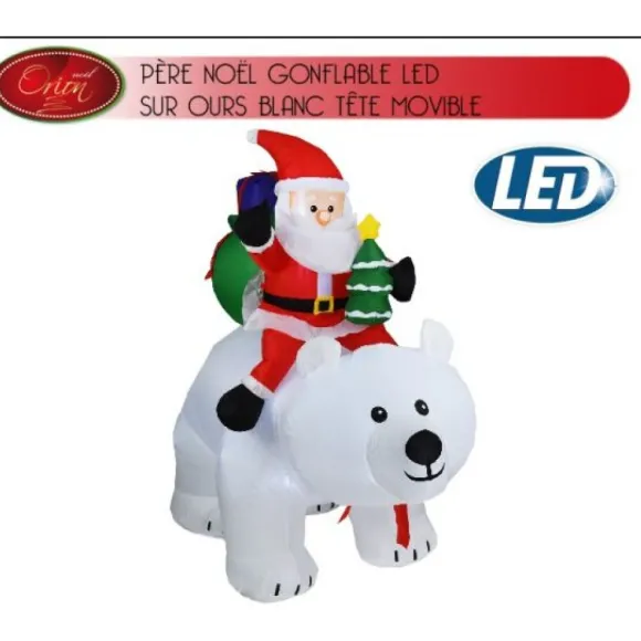 P Re Noel Gonflable Sur Ours Blanc Amovible