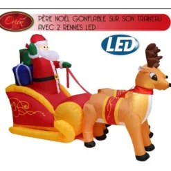 P Re Noel Gonflable Sur Traineau