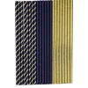 Pailles En Carton Bleu Marine Et Or X 22 Pi Ces