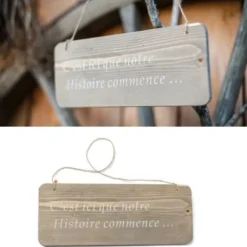 Panneau Bois C'Est Ici Que Notre Histoire Commence