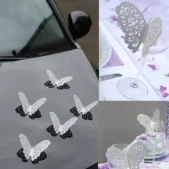 Papillon G Ant Blanc Pour Decoration De Voiture Mariage X 10