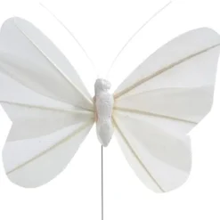 Papillon Mariage Blanc Sur Tige X 6 Pi Ces