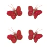 Papillon Paillet Sur Pince Rouge X 4 Pi Ces