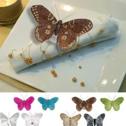 Papillon Sur Pince Scintillante X 6 Pi Ces