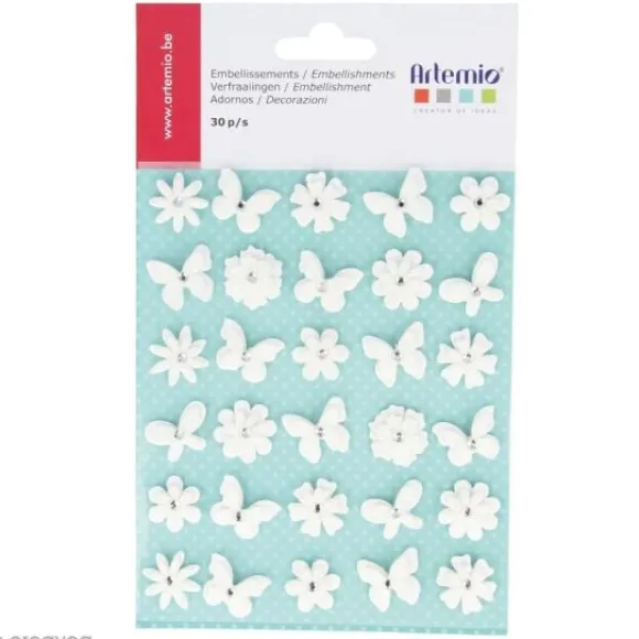 Papillons Fleur Papier Blanc X 30