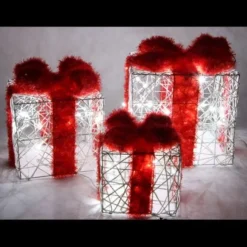 Paquet Cadeau Lumineux De Noel X 3 Pi Ces