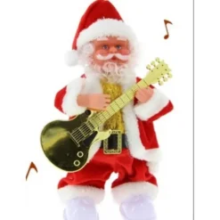 Pere Noel Automate Guitariste Pieds Lumineux