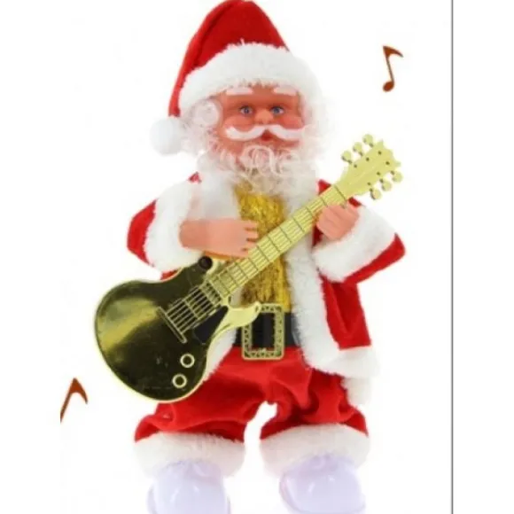 Pere Noel Automate Guitariste Pieds Lumineux