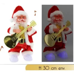 Pere Noel Automate Guitariste Pieds Lumineux