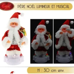 Pere Noel Automate Lumineux Et Musical 30Cm