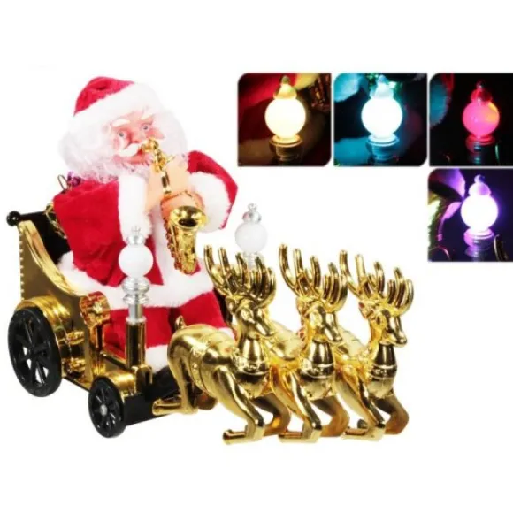 Pere Noel Automate Musical Sur Carrosse