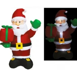 Pere Noel Gonflable Debout Avec Paquet Cadeau