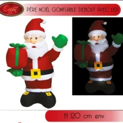Pere Noel Gonflable Debout Avec Paquet Cadeau