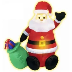 Pere Noel Gonflable Lumineux Avec Sac Cadeau