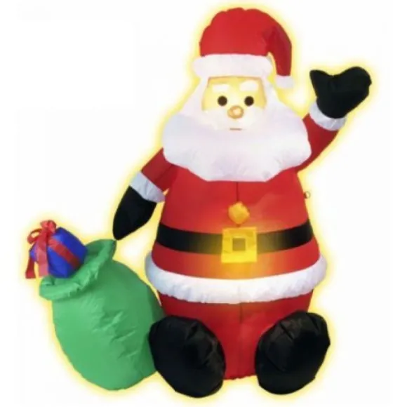 Pere Noel Gonflable Lumineux Avec Sac Cadeau