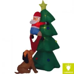 Pere Noel Gonflable Lumineux Avec Sapin