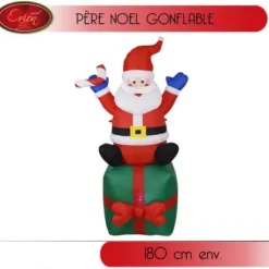 Pere Noel Gonflable Sur Paquet Cadeau