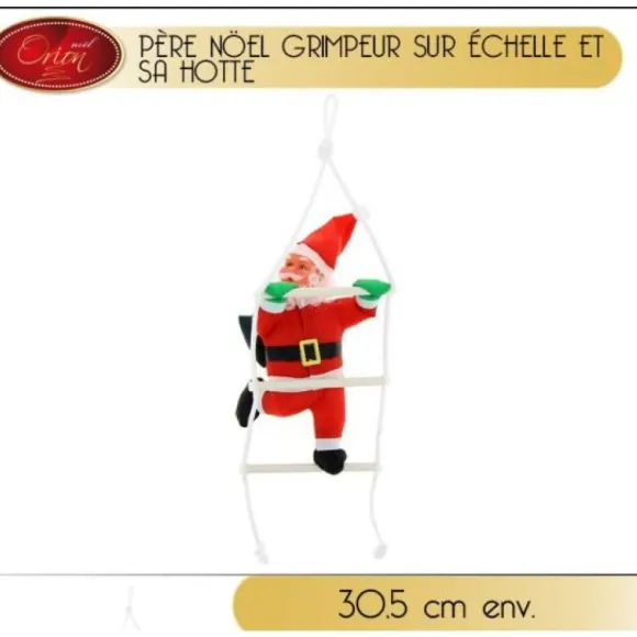 Pere Noel Grimpeur Sur Echelle Avec Hotte