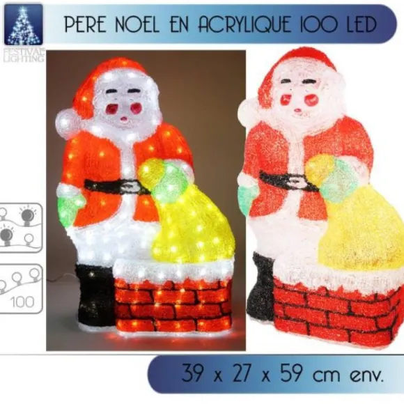 Pere Noel Noel Lumineux En Acrylique 100 Led Pour Décoration Ext Rieur