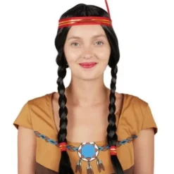 Perruque Indienne Avec Bandeau & Plume