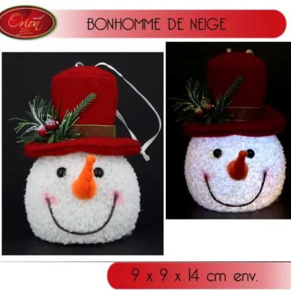 Petit Bonhomme De Neige Tete Lumineuse Avec Chapeau