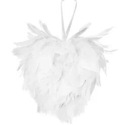 Petit Coeur En Plume Blanc 12Cm
