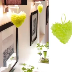 Petit Coeur En Plume Vert Anis 12Cm