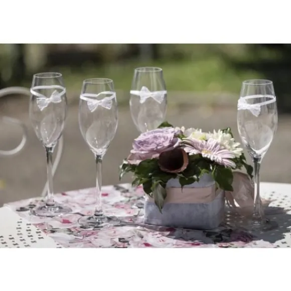 Petit Noeud En Dentelle Blanc Avec Ruban X 10 Pi Ces