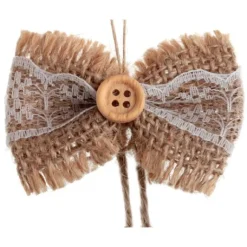 Petit Noeud En Jute Dentelle Avec Ruban X 6 Pi Ces