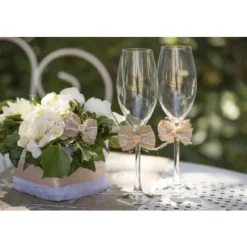 Petit Noeud En Jute Dentelle Avec Ruban X 6 Pi Ces