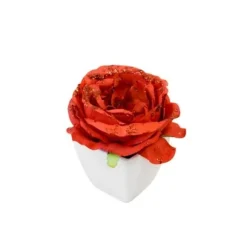 Petit Pot De Rose Rouge Paillet 8X6Cm