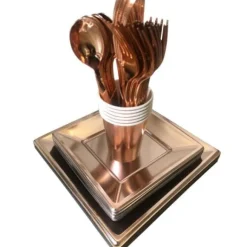 Petite Assiette En Plastique Carr E Rose Gold Chrome 18Cm X 8 Pi Ces