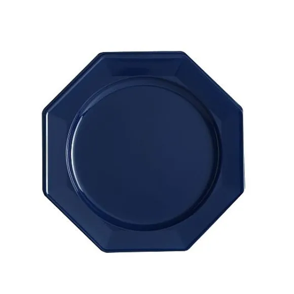 Petite Assiette Octogonale Plastique Bleu Marine 18Cm X12 Pi Ces