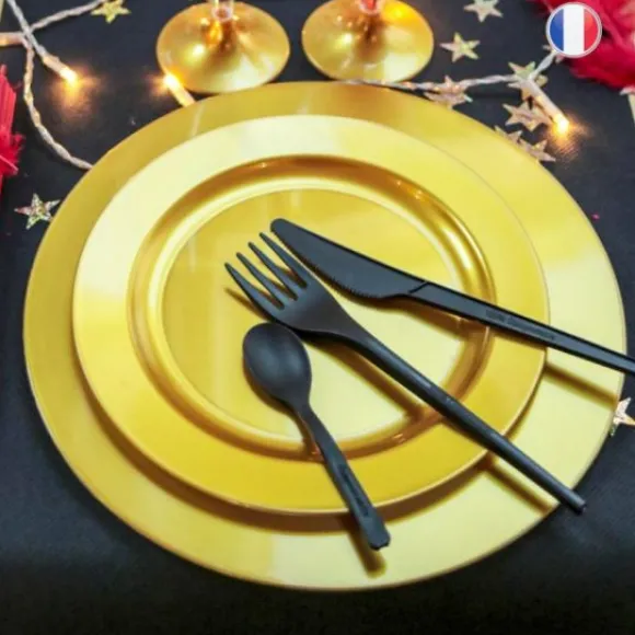 Petite Assiette Plastique Ronde R Utilisable Or X 6 Pi Ces