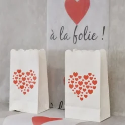 Photophore Avec Coeur Rouge X 6 Pi Ces