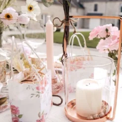 Photophore Broom Verre Et M Tal Rose Gold 25X16 Cm