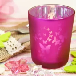 Photophore Decor Papillon Fuchsia