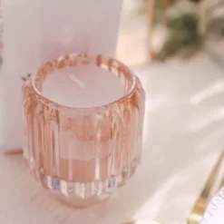 Photophore Dili En Verre Rose Rainur