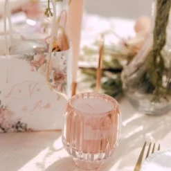 Photophore Dili En Verre Rose Rainur