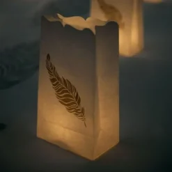 Photophore Mariage Plume Argent X 6 Pi Ces