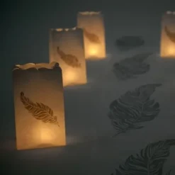 Photophore Mariage Plume Argent X 6 Pi Ces