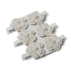 Pince Marque Place Fleur Jute Dentelle X 6 Pi Ces