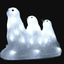 Pingouins Lumineux De Noel Acrylique X 3 Pi Ces