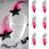 Plume Avec Perle Fuchsia X 6 Pi Ces