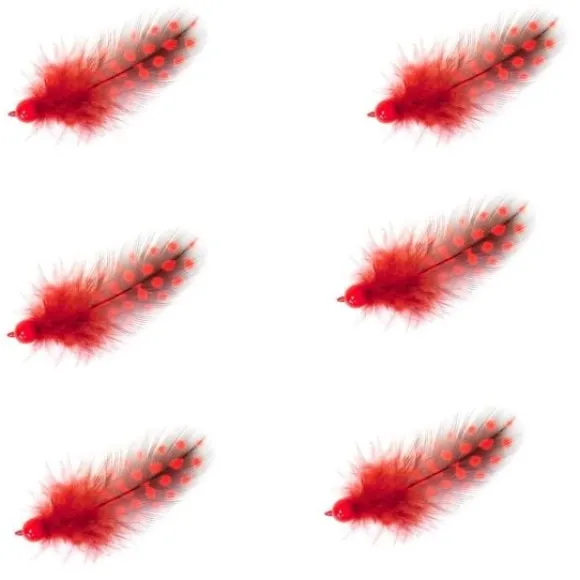 Plume Avec Perle Rouge X 6 Pi Ces