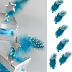 Plume Avec Perle Turquoise X 6 Pi Ces