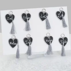 Porte Cl Ardoise Coeur Argent X 6 Pi Ces