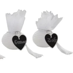 Porte Cl Ardoise Coeur Blanc X 6 Pi Ces