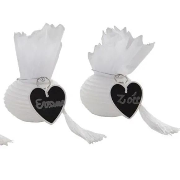 Porte Cl Ardoise Coeur Blanc X 6 Pi Ces