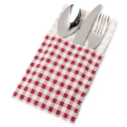 Porte Couvert En Lin Vichy X 5 Pi Ces